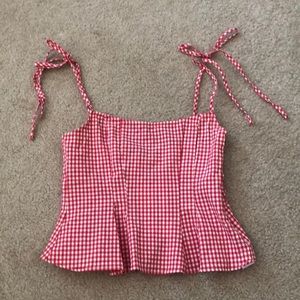 Zara Red Gingham Top